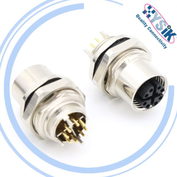 M12 Xcode母座前锁8P面板90°PCB防水连接器 - 图2
