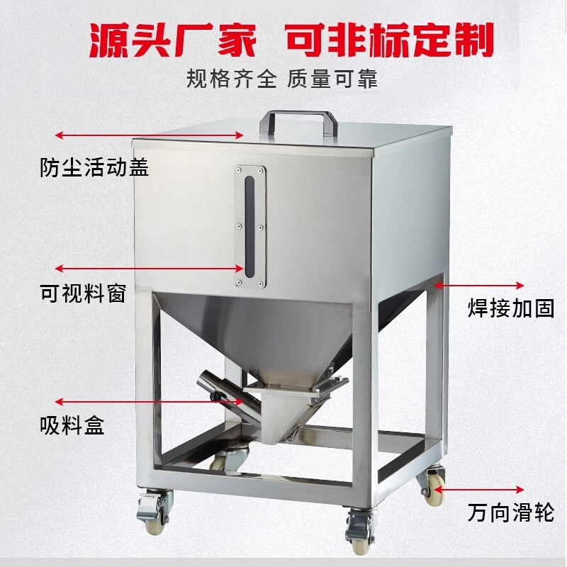 注塑机配件辅机不锈钢储料桶收料吸料盒周转箱储料仓自动方形非标 - 图1