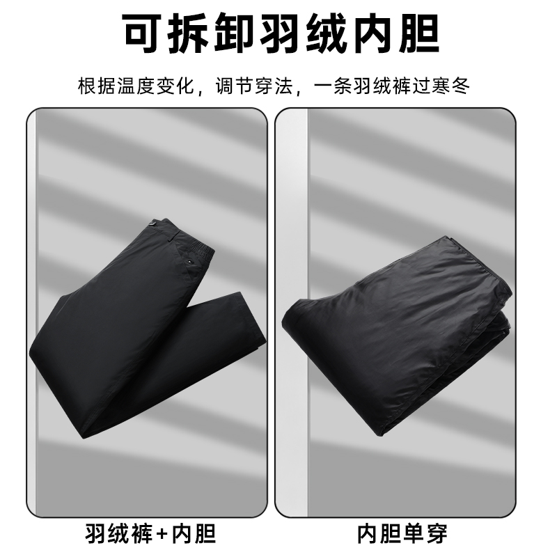 罗蒙中老年羽绒裤男外穿加厚可脱卸内胆爸爸装宽松冬季爷爷棉裤子