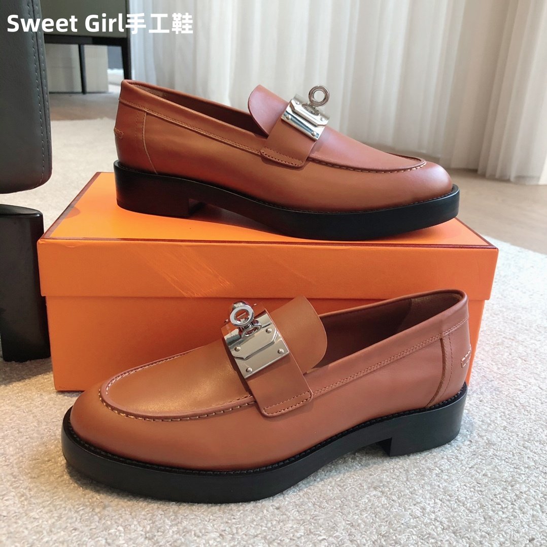 四季浅口皮鞋女厚底大kelly扣单鞋一脚蹬增高牛皮羊反绒乐福鞋,淘宝优惠券,粉丝福利购,淘宝优惠卷