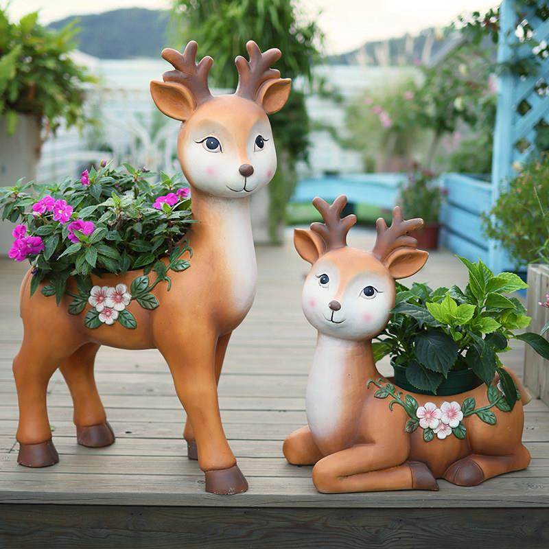 户外庭院别墅院子花园彷真梅花鹿花盆动物摆件客厅电视柜装饰造景,淘宝优惠券,粉丝福利购,淘宝优惠卷