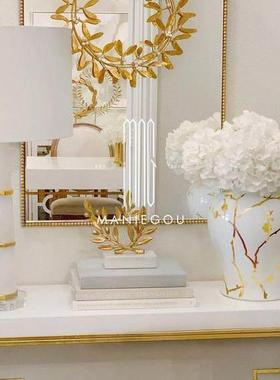 现代极简天然大理石餐桌厅热狗造型摆件装饰品工艺品置物收纳托盘