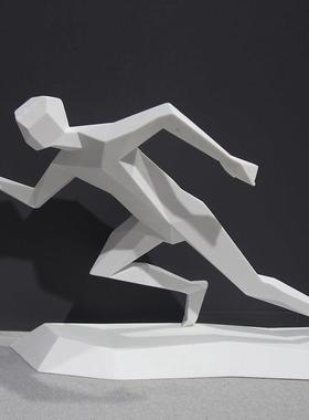 现代简约奔跑人物摆件艺术抽象几何雕塑装饰品桌面摆设创意拔河人