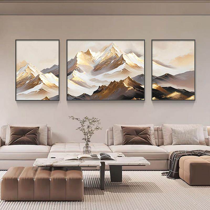 日照金山客厅装饰画三联画轻奢大气沙发背景墙壁画高级感风景挂画,淘宝优惠券,粉丝福利购,淘宝优惠卷