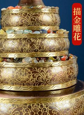 曼扎盘铜修盘尼泊尔八吉祥七宝石曼茶罗曼达盘用品摆件