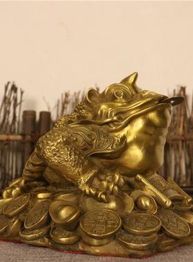 金蟾纯黄铜铜器精品家具客厅办公室汽车内饰摆件茶宠小手把件