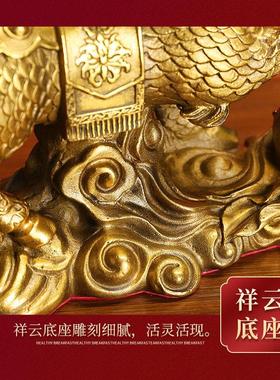 黄铜戏珠麒麟摆件公母一对送子麒麟客厅家居家摆设玄关吉祥工艺品