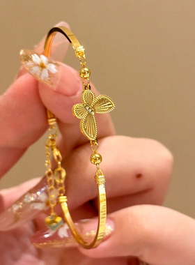 中古金色蝴蝶手链轻奢小众精致设计感手饰甜美小巧百搭手饰手链