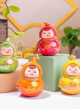 全越小福喜平安葫芦桌面摆件创意可爱治愈系办公桌电脑工位小摆件