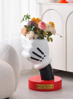 米奇手握花瓶积木花束装饰品