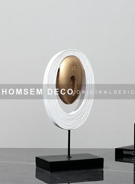 现代简约b风格家居软装饰品交响摆件样板房间客厅玄关白配金黄摆