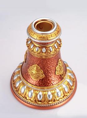 学院款长柄手摇转金轮圣大转经简底座彩绘树脂八吉祥座子家用大号