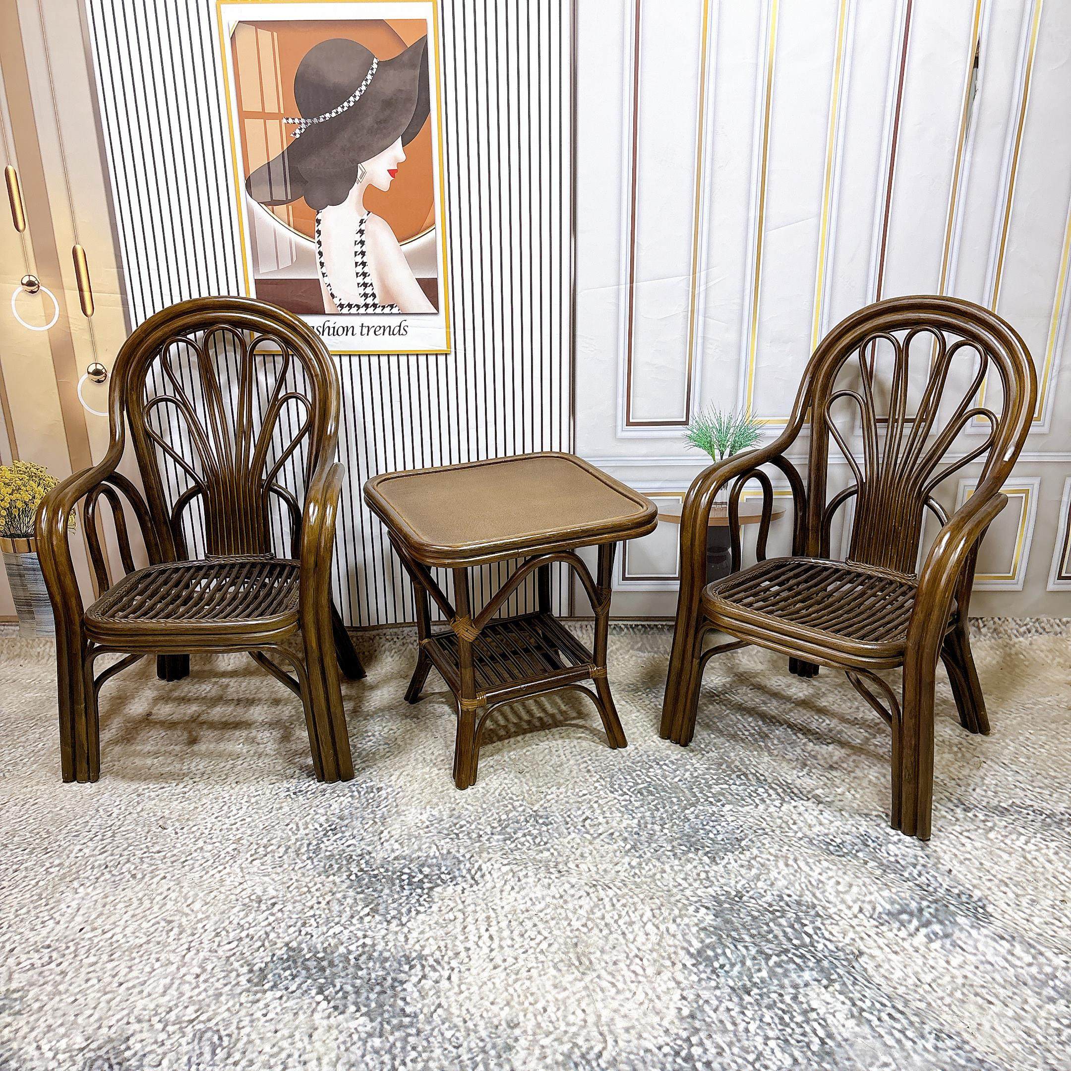 印尼天然真藤椅茶几三件套组合阳台休闲 椅庭院老人靠背全藤椅,淘宝优惠券,粉丝福利购,淘宝优惠卷