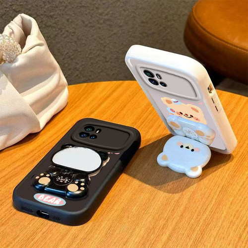 适用iQOO9手机壳小熊支架vivoiQOO9Pro保护套vivo爱酷iQ009镜子i酷iPOO硅胶软壳iOOQ全包iQQO防摔iQ9iCOO男女 - 图3