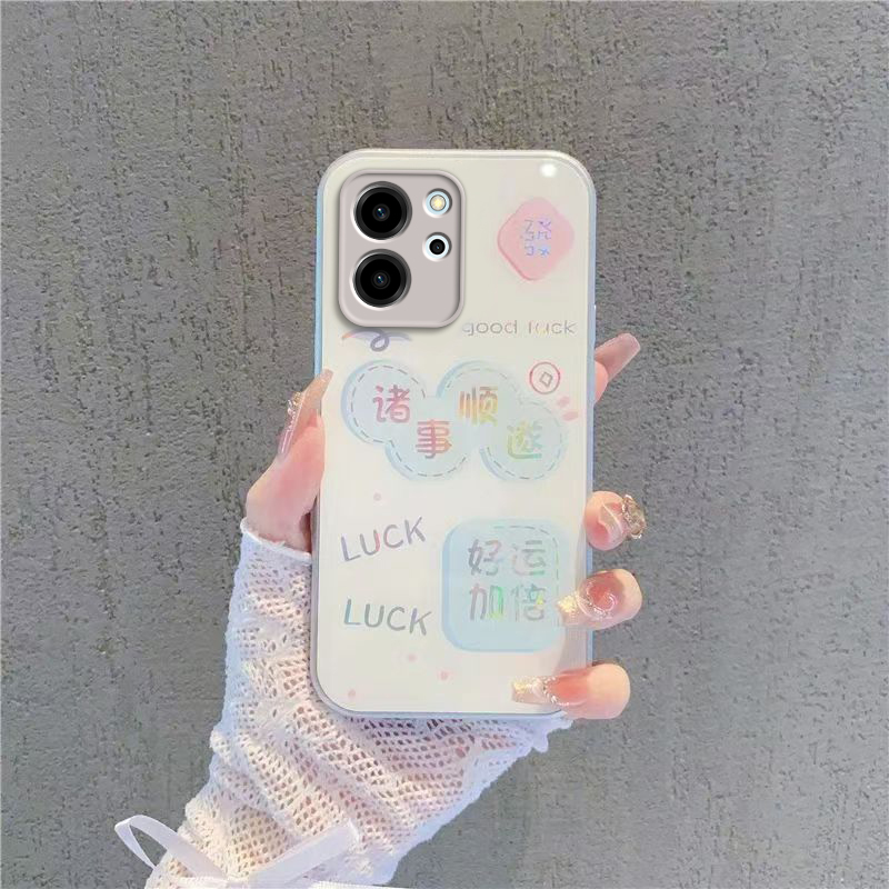 适用荣耀80SE手机壳HONOR8OSE保护套ES华为新款H0N0R80S80E钢化玻璃全包防摔曲屏简约曲面屏专用男女诸事顺遂 - 图0