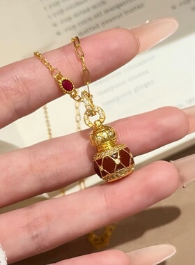 赵露思同款红金色珐琅葫芦吊坠项链女新中式传颂轻奢小众锁骨链