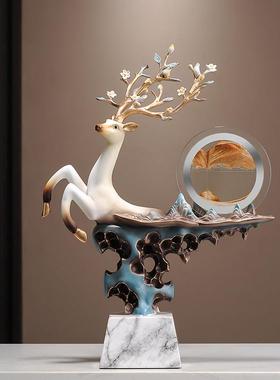 轻奢新中式太湖石流沙画摆件客厅玄关电视柜壁龛装饰品乔迁礼物