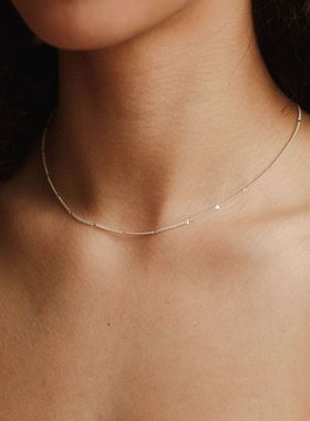 eManco钛钢不掉色新品项链真空电镀14K素链条 女金色太阳花锁骨链