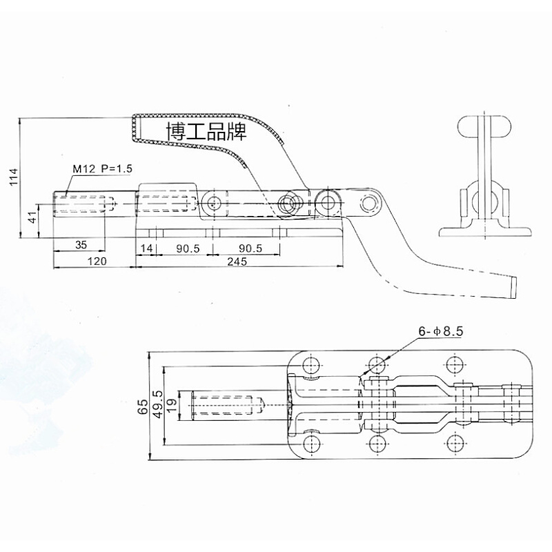 重型大型 快速夹钳推拉夹手 大行程夹 焊接固定压紧器 GH 36330LL - 图3