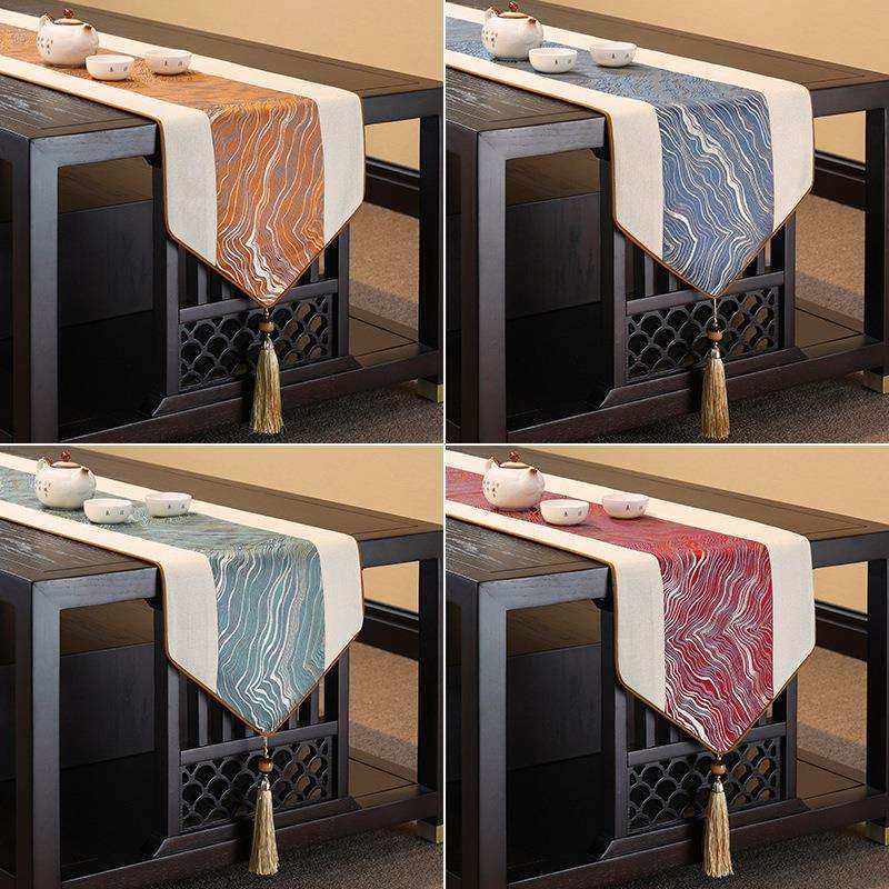 桌旗新中式禅意餐桌布茶几茶旗茶桌布电视柜茶台布艺长条现代简F^,淘宝优惠券,粉丝福利购,淘宝优惠卷