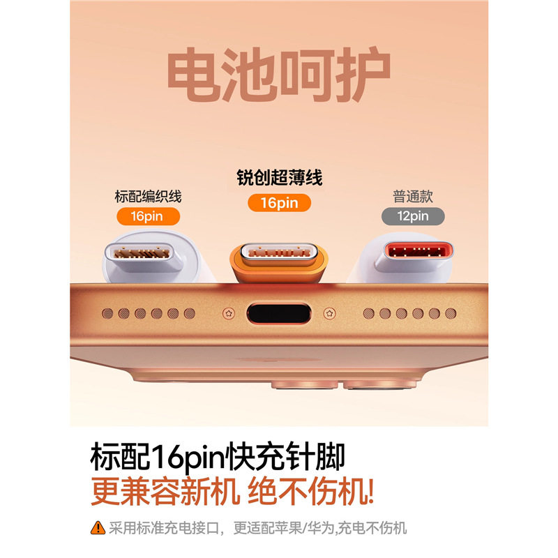 适用苹果15/16/17橙编织Type-C快充数据线60W车载充电全机型适用,淘宝优惠券,粉丝福利购,淘宝优惠卷
