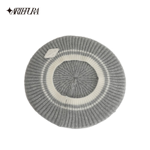 ARTE PURA2025秋冬新款藏青色撞色学院毛织贝蕾帽显脸小洋气帽子 - 图2