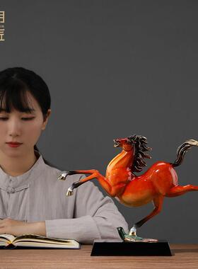 大明铜匠马踏飞燕铜马摆件招财玄关酒柜装饰品办公室商务乔迁礼品