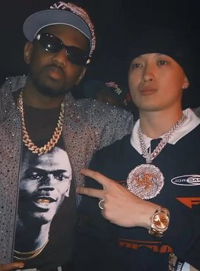 rapper嘻哈潮人月亮古巴链项链