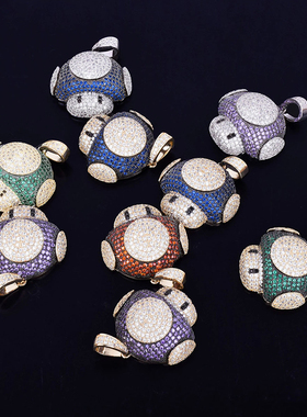 GangGang蘑菇锆石吊坠嘻哈项链潮