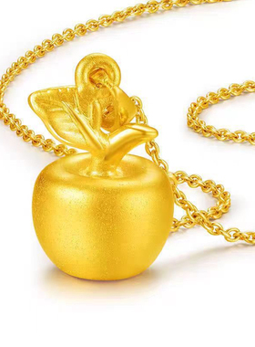 沙金苹果吊坠女款可爱时尚简约项链平安夜圣诞节送女友礼物批发