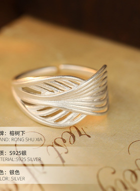 高级感S925银哑光多层线条戒指女