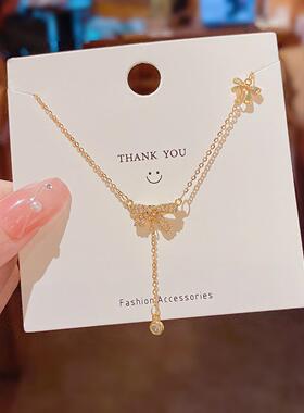 韩国高级设计感小众蝴蝶结流苏