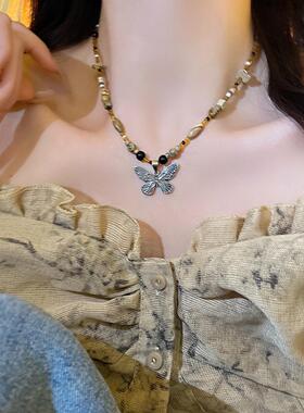 新中式复古蝴蝶项链女中古风百搭
