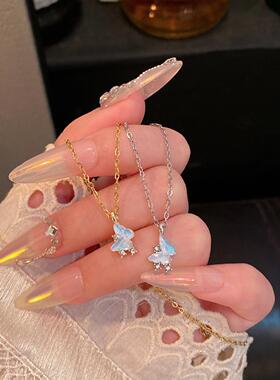 韩版甜美气质蓝色小星星吊坠钛钢