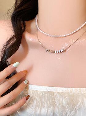 复古简约双层珍珠项链女小众