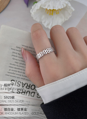 高级感S925银复古表链戒指女新款