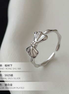 高级感S925银韩国小众立体蝴蝶结