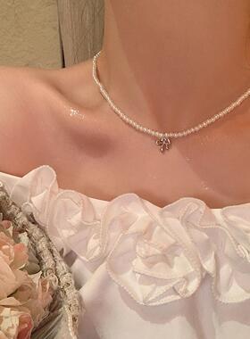 韩系温柔甜美气质双层叠戴蝴蝶结