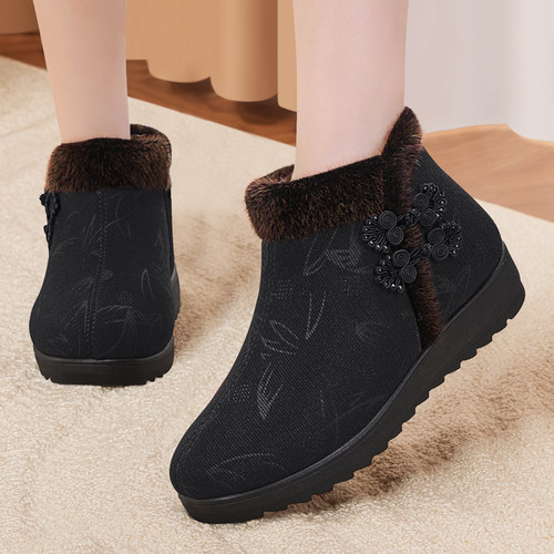 老北京布鞋女冬加绒防滑加厚老人奶奶老太太老式妈妈羊毛保暖棉鞋 - 图2