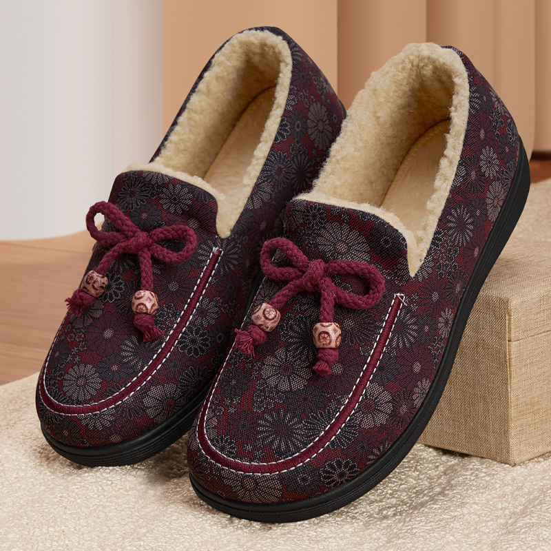 老北京布鞋女冬季加绒加厚新款老太太豆豆保暖防滑妈妈休闲老人鞋 - 图3