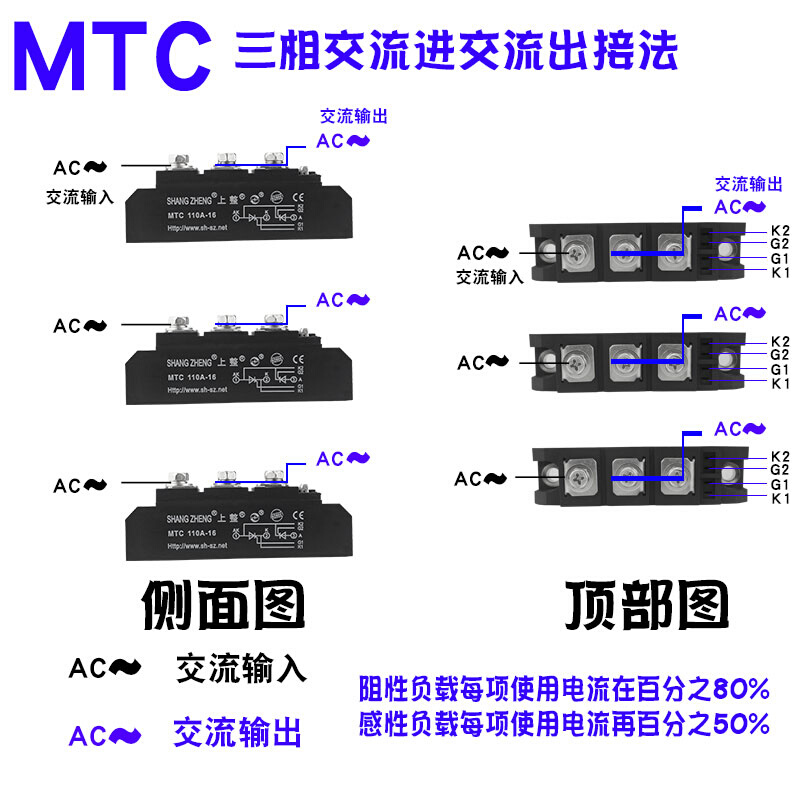 上海上整MTC MTX调压双向可控硅模块大功率24V110A160A晶闸管200A - 图1