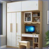 Conjoined desk cabinet wardrobe with desk integrated bedroom small family type combined student childrens bookshelf computer desk closet