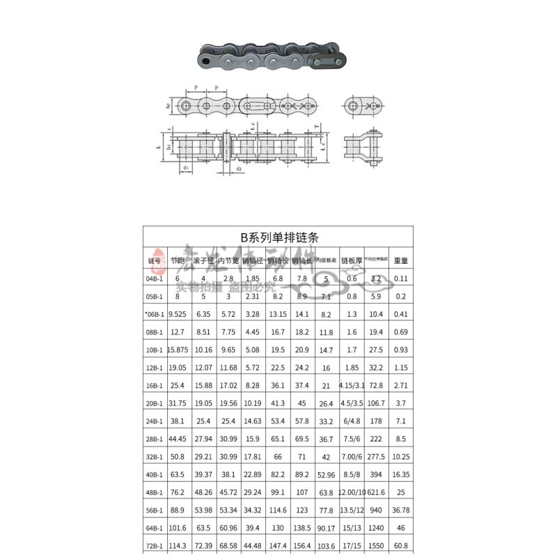 世盾链条 SD 1寸滚子链条 16A 16A-1 16A-2单排双排-图2