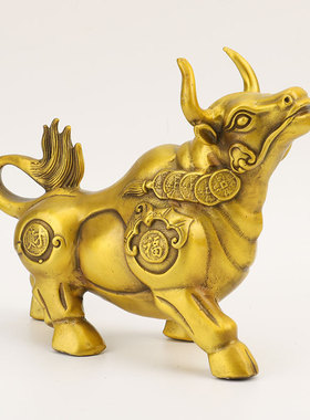 厂家 铜牛摆件抬头财富牛十二生肖铜牛家居铜器工艺品