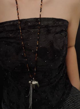 本命年幸福之马流苏串珠长款项链