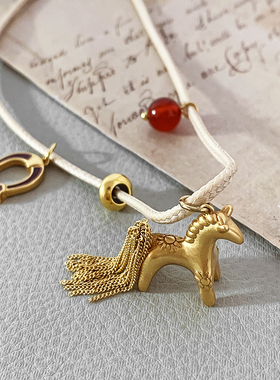 欧美复古民族风大斑马流苏项链