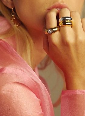 欧美时尚力量感镀金戒指