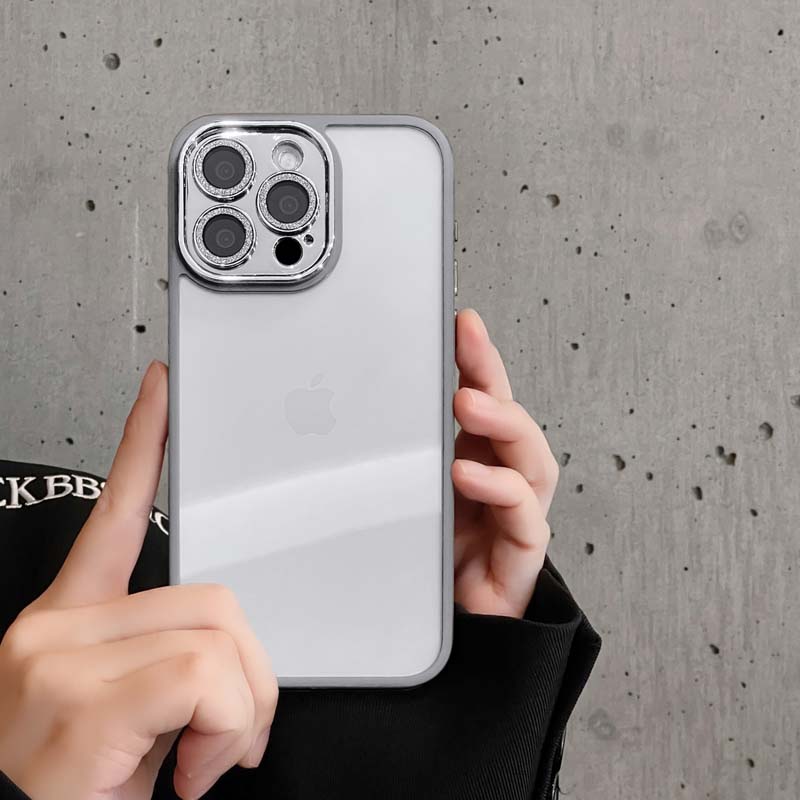 带闪钻镜头膜透明手机壳适用于苹果15promax韩风iphone14新13防摔 - 图1