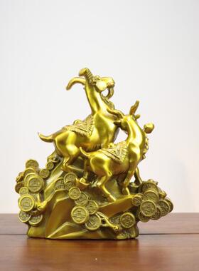 杨铜记铜金钱羊 铜三羊开泰 三羊开泰摆件