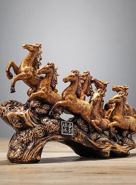 八骏雄风马摆件中式家居客厅办公室装饰办公桌装饰品开业礼品